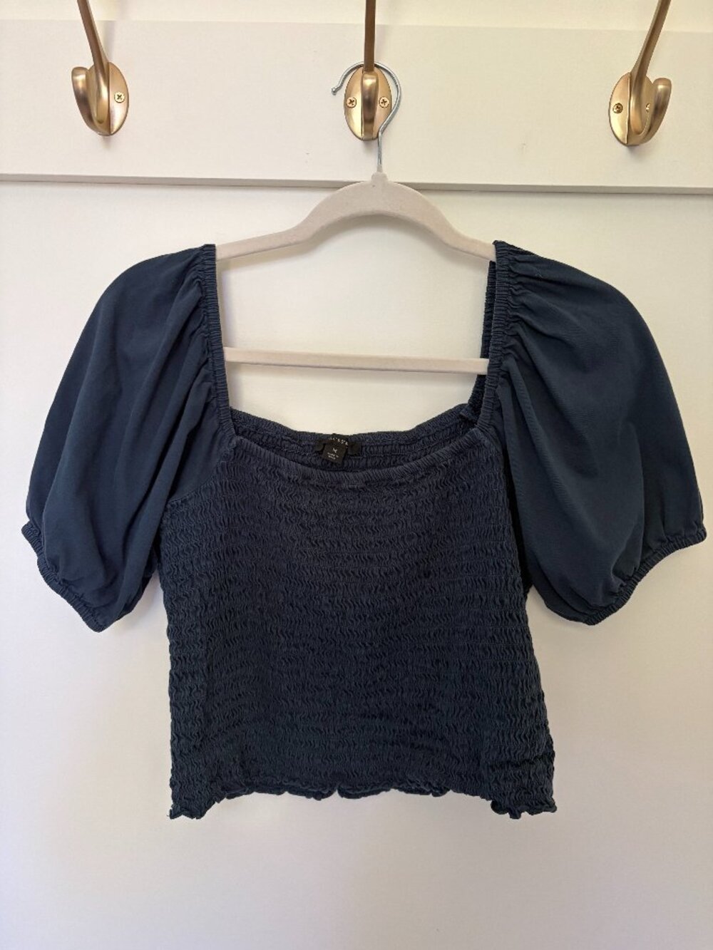 J.Crew Navy Smocked Crop Top - Size M